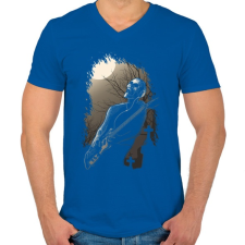 PRINTFASHION Éjféli rock - Férfi V-nyakú póló - Királykék férfi póló