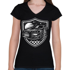 PRINTFASHION Éjszakai futam - Női V-nyakú póló - Fekete női póló