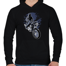 PRINTFASHION éjszakai motoros - Férfi kapucnis pulóver - Fekete férfi pulóver, kardigán