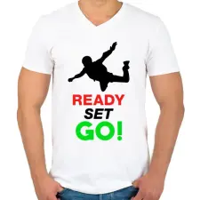 PRINTFASHION Ejtőernyős - Férfi V-nyakú póló - Fehér férfi póló