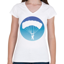 PRINTFASHION Ejtőernyős - Női V-nyakú póló - Fehér női póló
