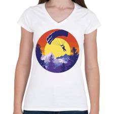 PRINTFASHION Ejtőernyős - Női V-nyakú póló - Fehér női póló