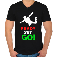 PRINTFASHION Ejtőernyőzés - Férfi V-nyakú póló - Fekete férfi póló