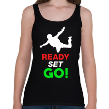 PRINTFASHION Ejtőernyőzés - Női atléta - Fekete női trikó