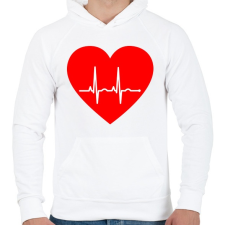 PRINTFASHION Ekg - Férfi kapucnis pulóver - Fehér férfi pulóver, kardigán