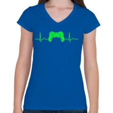 PRINTFASHION EKG gamer - Női V-nyakú póló - Királykék