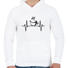 PRINTFASHION Ekg kávé - Férfi kapucnis pulóver - Fehér férfi pulóver, kardigán