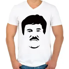 PRINTFASHION El Chapo - Férfi V-nyakú póló - Fehér férfi póló