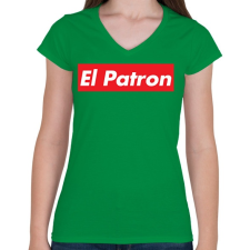 PRINTFASHION El patron  - Női V-nyakú póló - Zöld női póló