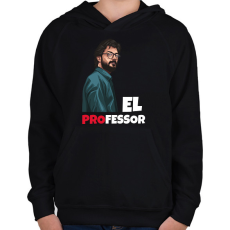 PRINTFASHION El Professor - Gyerek kapucnis pulóver - Fekete