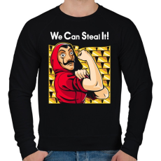 PRINTFASHION El tudjuk lopni! - Férfi pulóver - Fekete