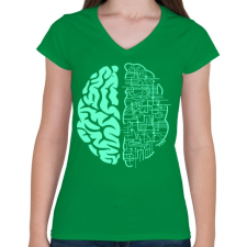 PRINTFASHION Electroagy - Női V-nyakú póló - Zöld női póló