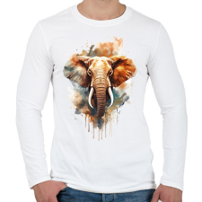 PRINTFASHION Elefánt - Férfi hosszú ujjú póló - Fehér férfi póló