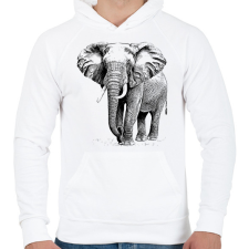 PRINTFASHION elefánt - Férfi kapucnis pulóver - Fehér férfi pulóver, kardigán