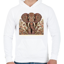 PRINTFASHION Elefánt - Férfi kapucnis pulóver - Fehér férfi pulóver, kardigán