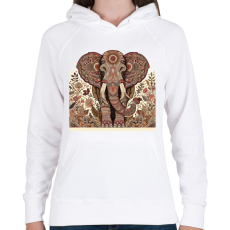 PRINTFASHION Elefánt - Női kapucnis pulóver - Fehér