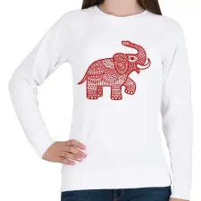 PRINTFASHION Elefánt - piros - Női pulóver - Fehér női pulóver, kardigán