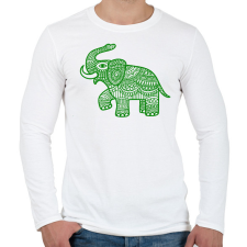 PRINTFASHION Elefánt - zöld - Férfi hosszú ujjú póló - Fehér férfi póló