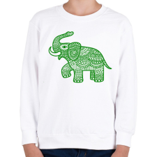 PRINTFASHION Elefánt - zöld - Gyerek pulóver - Fehér gyerek pulóver, kardigán