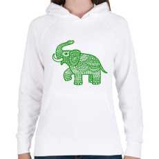 PRINTFASHION Elefánt - zöld - Női kapucnis pulóver - Fehér
