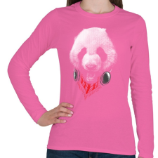 PRINTFASHION Elegáns panda - Női hosszú ujjú póló - Rózsaszín női póló