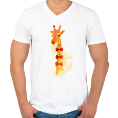 PRINTFASHION Elegant giraffe - Férfi V-nyakú póló - Fehér