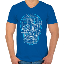 PRINTFASHION Elektrokoponya - Férfi V-nyakú póló - Királykék férfi póló