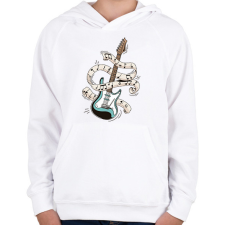 PRINTFASHION Elektromos gitár - Gyerek kapucnis pulóver - Fehér gyerek pulóver, kardigán