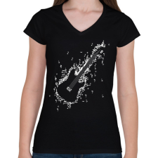 PRINTFASHION Elektromos gitár - Női V-nyakú póló - Fekete női póló