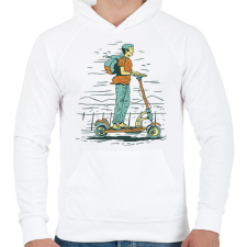 PRINTFASHION Elektromos roller - Férfi kapucnis pulóver - Fehér férfi pulóver, kardigán