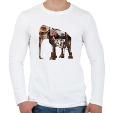 PRINTFASHION Elephant - Férfi hosszú ujjú póló - Fehér férfi póló