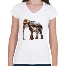 PRINTFASHION Elephant - Női V-nyakú póló - Fehér női póló