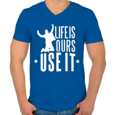 PRINTFASHION Élet - Éld az életed ! - Férfi V-nyakú póló - Királykék férfi póló