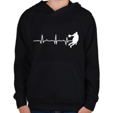 PRINTFASHION Élete a kosarazás - Gyerek kapucnis pulóver - Fekete