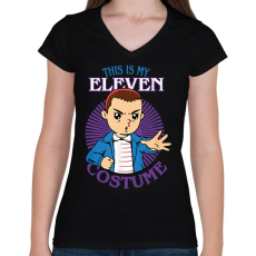 PRINTFASHION Eleven costume - Női V-nyakú póló - Fekete