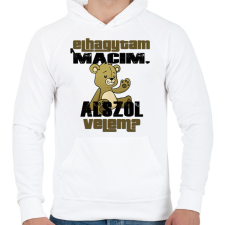 PRINTFASHION Elhagytam a macim, alszol velem? - Férfi kapucnis pulóver - Fehér férfi pulóver, kardigán