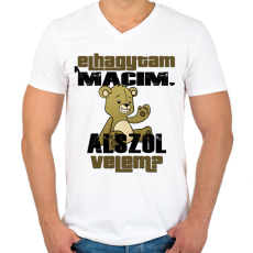 PRINTFASHION Elhagytam a macim, alszol velem? - Férfi V-nyakú póló - Fehér