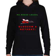PRINTFASHION ELHÚZOM A NÓTÁDAT - Női kapucnis pulóver - Fekete női pulóver, kardigán