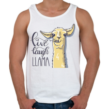 PRINTFASHION Élj, nevess, LLAMA - Férfi atléta - Fehér atléta, trikó