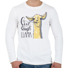 PRINTFASHION Élj, nevess, LLAMA - Férfi hosszú ujjú póló - Fehér férfi póló