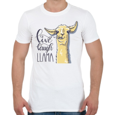 PRINTFASHION Élj, nevess, LLAMA - Férfi póló - Fehér férfi póló