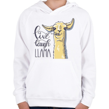 PRINTFASHION Élj, nevess, LLAMA - Gyerek kapucnis pulóver - Fehér gyerek pulóver, kardigán