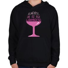 PRINTFASHION Elnézést, de ez egy lánybúcsú - Gyerek kapucnis pulóver - Fekete