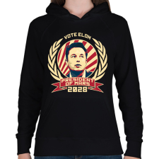 PRINTFASHION Elon Mars elnök - Női kapucnis pulóver - Fekete női pulóver, kardigán