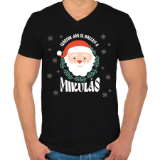 PRINTFASHION Először jön el hozzám - Férfi V-nyakú póló - Fekete férfi póló