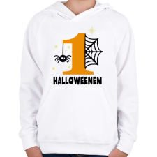 PRINTFASHION Első Halloweenem - Gyerek kapucnis pulóver - Fehér gyerek pulóver, kardigán