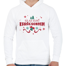 PRINTFASHION Első Karácsonyom - Férfi kapucnis pulóver - Fehér