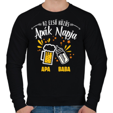 PRINTFASHION Első közös apák napja - Egyedi névvel - Férfi pulóver - Fekete férfi pulóver, kardigán
