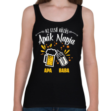 PRINTFASHION Első közös apák napja - Egyedi névvel - Női atléta - Fekete női trikó