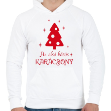PRINTFASHION Első közös karácsony - Férfi kapucnis pulóver - Fehér férfi pulóver, kardigán
